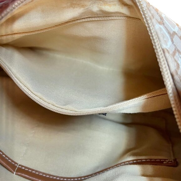 Nine West Y2K Vintage Tan Brown Geometric Print Buckled Shoulder Zipper Purse - Picture 9 of 11